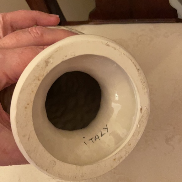 Vintage Italian floral art pottery daisy tree, basket weave pattern on base, EUC - Picture 5 of 9